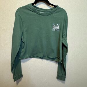 Vans Cropped Long Sleeve Graphic Tee Green Size XL